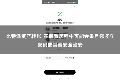 比特派资产转账  在装置历程中可能会条目你竖立密码或其他安全治安